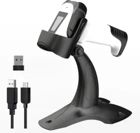 Branded01 705353499104 Laser Wireless Handheld Barcode Reader With Stand Bluetooth And 2.4ghz Usb Wir