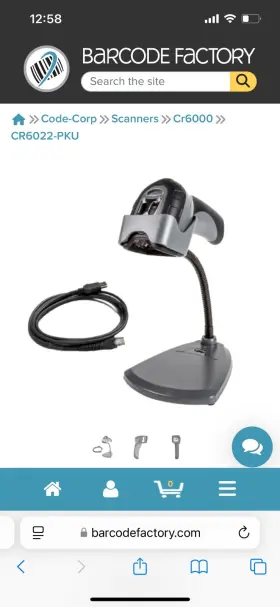 Code Cr6022-pku Cr6000 Dpm Scanner Kit Sku With Dark Gray Stand And 6ft Usb Cable