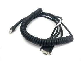 Cab-541 Datalogic Coiled Scanner Serial Cable Rs 9p Socket Cord 3.6m Sh5327