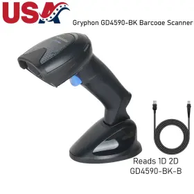 Gd4590-bk-b-usb Datalogic Gd4520-bk-b-usb Gryphon 1d 2d Barcode Scanner With Perma Base And Usb Cable