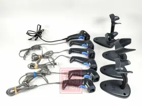 Qd2130-bk Datalogic Lot Of 6 Quickscan Handheld Usb Wired Scanner With 4 Stand