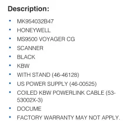 Mk9540-32b47 Honeywell Passport Scanner Voyager #3