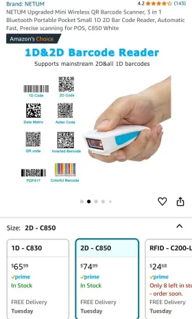 C850 Netum Upgraded Mini Wireless Qr Barcode Scanner 3 In 1 Bluetooth #2