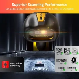Ns-1202w Netumscan Yellow Wireless Barcode Scanner With Charging Cradle #2