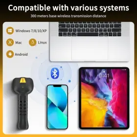 Ns-1202w Netumscan Yellow Wireless Barcode Scanner With Charging Cradle #3