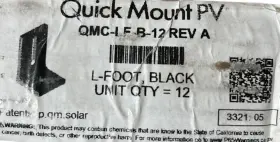 Qmc-lf-b-12 Quick Mount Pv Single Slot L-foot Black Finish 12 Units Qmc-lf-b-12 Quick Mount Pv Single Slot L-foot Black Finish 12 Units