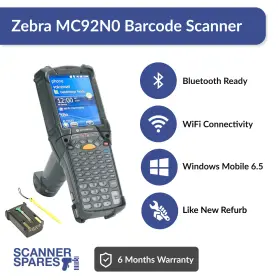 Mc92n0-g90sxera5wr Symbol 1d/2d Long Range Laser Windows Mobile 6.5 New Battery