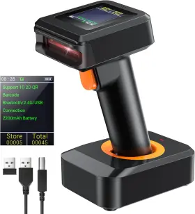 Tera 313049532563 Pro 1d 2d Qr Wireless Barcode Scanner With Display Screen Battery Level Ind