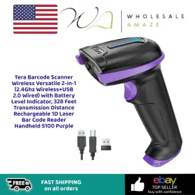 5100-pl-us Tera Barcode Scanner Wireless Versatile 2-in-1 2.4ghz Usb 2.0 Wired
