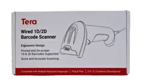 Tera 692232300388 Barcode Scanner Wired 1d 2d Qr Digital Printed Bar Black