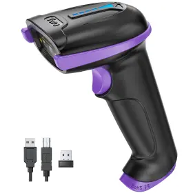 B0bxl4fnsp Tera Wireless Barcode Scanner 2-in-1 2.4ghz Usb Handheld 1d Laser Code Purple
