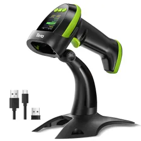 Hw0009-z-gn Tera Barcode Scanner Wireless 2d Qr With Stand Digital Setting Screen Keypad Pro