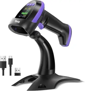 Hw0009-z-pl Tera Barcode Scanner Wireless 2d With Stand Pro Version Digital Setting Scre