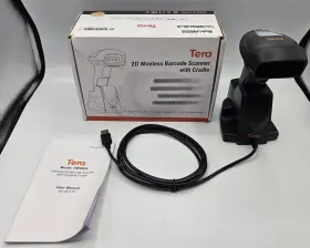 Tera-hw0005-bk-us Tera Hw0005 - 1d 2d Qr Wireless Barcode Scanner With Cradle Black 2.4g New Open