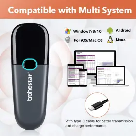 Trohestar 700401126193 Wireless Barcode Scanner Support Bluetooth 2.4ghz Usb Connection 1d #3