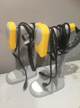 668712-01406-0000 Wasp Lot Of 2 - Q5600 Q56000 Barcode Scanner With Stand Laser Bar Code Scanners