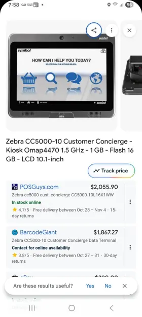 Cc5000-10l16x1ww Zebra 10 Inch Android Data Terminal / 2d Scanner