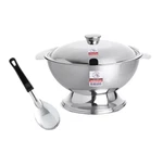 Thai Zebra Brand Rice Serving Bowl With Lid Stainless Steel Size 20CM Free Ladle. Fixed Price $95.00.