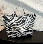 Zebra Print Large Tote Pvc Carryall Beach Shopper Handbag. Fixed Price $24.50.