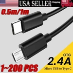 Usb Type To Micro 5V/2.4A Data & Sync Transfer Otg Charging Cable - Black Lot. Fixed Price $26.59.
