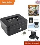Medium Steel Cash Box With Key Lock And Money Tray For Business Storage. Fixed Price $20.99.
