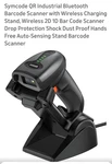 Symcode Industrial Bluetooth Qr Barcode Scanner 2D 1D Wireless Charging Stand. Fixed Price $35.00.