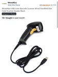 Wonenice Usb Laser Scanner Wired Handheld Reader Black. Fixed Price $20.00.