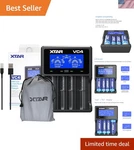 4-SLOT VC4 Universal Battery Charger Lcd Display With Smart Technology. Fixed Price $32.99.