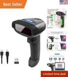 2-IN-1 Wireless & Usb Barcode Scanner Rechargeable 1D Laser Reader (NT-1698W). Fixed Price $33.50.