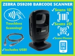 Zebra Symbol DS9208 2D/1D/QR Code Scanner, Touchless Scanning W/ Usb Cable!. Fixed Price $79.99.