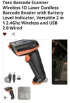 Tera 5100E Wireless 1D Laser Barcode Scanner 2.4G Usb Cordless Reader. Fixed Price $18.00.