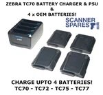 Zebra 4-PORT Battery Charger & Batteries TC70 TC75 TC77 SAC-TC7X-4BTYPP-01. Fixed Price $87.99.