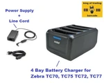 Zebra 4-BAY Battery Charger To TC70, TC75, TC72, TC77 Scanner Batteries + Power!. Fixed Price $64.95.