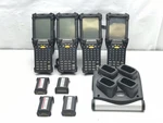 Lot Of 4 Symbol Motorola MC9060 Laser Wireless Barcode Scanner W/ Battery Dock. Fixed Price $182.92.